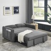 TIRAMISUBEST 3 in 1 Convertible Sofa Bed Loveseat Velvet Pull Out Sleeper with Adjustable Backrest Detachable Arm Pockets and Pillows - 3 of 4