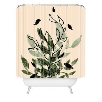 Aleeya Jones Leaves Shower Curtain Green/Cream - Deny Designs