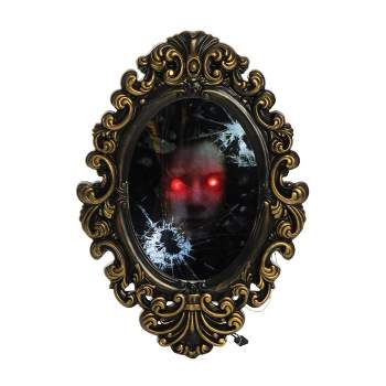 Gallerie II Broken Mirror With Creepy Face Halloween Décor