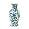 HomeRoots 19" White Blue And Green Floral Urn Porcelain Table Vase - 4 of 4