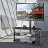 Black Multi-function TV Stand Height Adjustable Bracket Swivel 3-Tier - 2 of 4