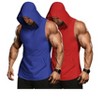 COOFANDY Men's 2 Pack Workout Hooded Tank Tops Bodybuilding Muscle Cut Off T Shirt Sleeveless Gym Hoodies - 4 of 4