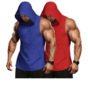 COOFANDY Men's 2 Pack Workout Hooded Tank Tops Bodybuilding Muscle Cut Off T Shirt Sleeveless Gym Hoodies - 1 of 4