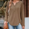 Women's Slub Knit Long Sleeve Henley Tee Top -Cupshe - 2 of 4