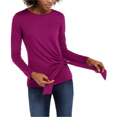 I.N.C International Concepts Womens Side Tie Pullover Blouse, Pink, Small