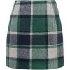 Women's High Waist Plaid Skirt - Wool Blend Bodycon Pencil Mini Skirt Green 02 - 2 of 4