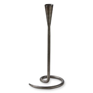 TAG Dark Gray Loop Metal Taper Candle Holder - 12" Tall Iron Candlestick for Everyday Use - Wipe Clean Design - 1 of 2