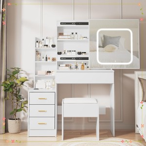 Vanity Desk with Mirror and Led Lights, Makeup Vanity Desk with Sliding Lighted Mirror - 1 of 4