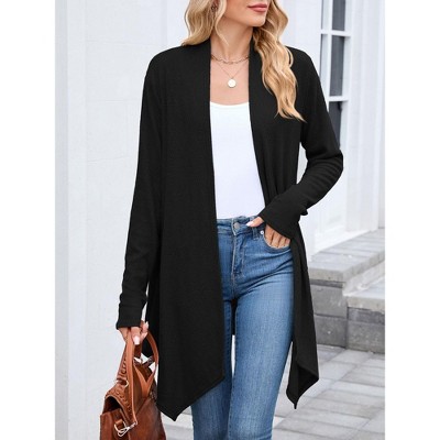 Women's Open Front Cardigan Shirt Casual Long Sleeve Lightweight Sweater Cardigan