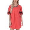 YafeMarte Women’s Short Sleeve Long Henley Nightshirt with Striped Sleeves and Pocket - 3 of 4