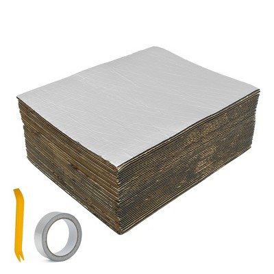 Unique Bargains Aluminum Foil Foam Car Heat Damping Pads 157mil 4mm 55sqft 15.7"x13" Silver Tone 39 Pcs