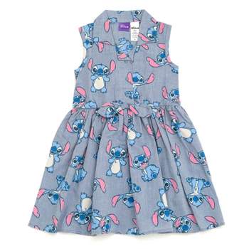 Disney Minnie Mouse Mickey Mouse Daisy Lilo & Stitch Princess Belle Ariel Girls Chambray Skater Dress Toddler to Big Kid