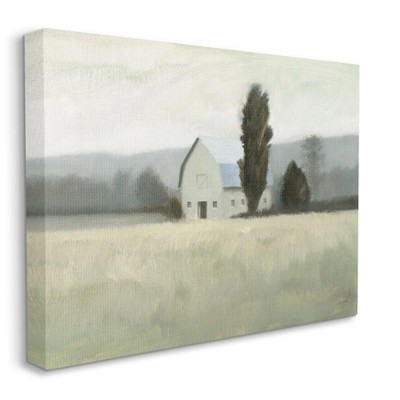 Stupell Industries Farmside Landscape White Barn Green Meadow