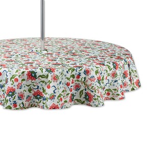 Design Imports  Garden Floral Print Outdoor Tablecloth With Zipper 60 Round - 1 of 4