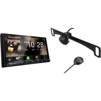 Kenwood DMX908S MultiMedia Receiver with CMOS-320LP Multi-Angle Rear View Camera with License Plate Mounting