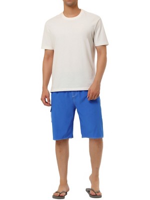 TATT 21 Men's Summer Solid Color Drawstring Elastic Waist Beach Board Shorts Royal Blue 28 — фото 2