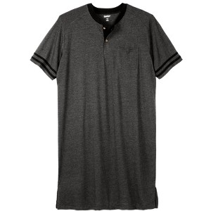 KingSize Short-Sleeve Jersey Henley Nightshirt - 1 of 4