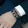 Crucible Men's Blue Tiger Eye Stone and Gold Plated Steel Bead Adjustable Bracelet (8mm) - 4 of 4
