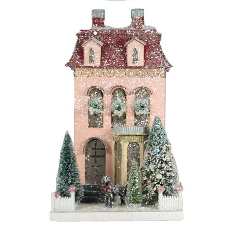 Christmas 15 0 Pink Chateau Village Light Up Putz Doodle Decorative Figurines Target