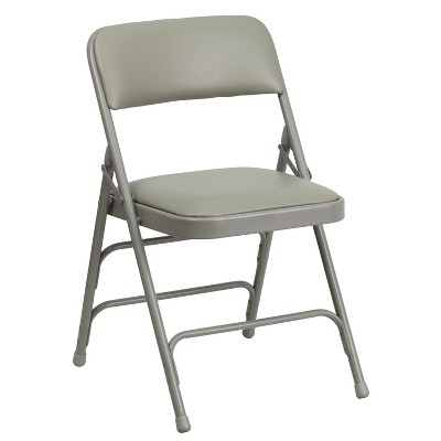 Sleek Gray Vinyl and Metal Armless Folding Chair Set