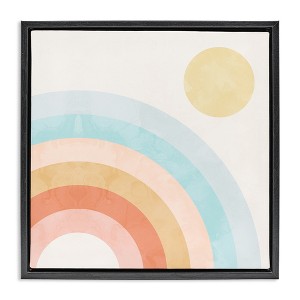 Stupell Industries Retro Rising Sun Rainbow Arches Floating Frame Canvas Art, Black, 18" x 18" - 1 of 4