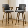 Bekrvio 26" Swivel Counter Height Bar Stools Set of 1/2/3/4,Faux Leather Upholstered Bar Chairs with Back & Arm for Kitchen Island,Black - 4 of 4
