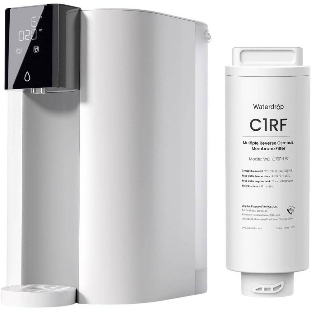 Waterdrop C1S Countertop Reverse Osmosis System, 6-Stage, Portable Reverse Osmosis Water Filter, Reduce PFAS, Extra 1 C1RF Filter (12-month)