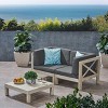 GDFStudio Keith Outdoor Acacia Wood Loveseat and Coffee Table Set with Cushions - 2 of 4