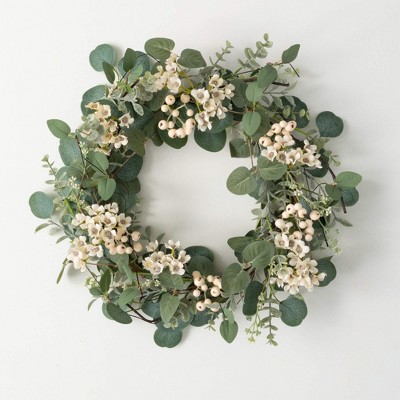 Sullivans Artificial 20" Eucalyptus & Waxflower Wreath