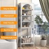 5 Tier Bookshelf Display Storage Cabinet with 3 Adjustable Shelves Metal Storage Cabinet with Glass Door for Dining Room Living Room-Tanpinhause - 4 of 4