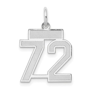 Black Bow Jewelry 14k White Gold, Jersey Collection, Small Number 72 Pendant - 1 of 4