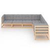 vidaXL Patio Lounge Set Outdoor Sofas with Cushions Poly Rattan Dark Grey - Natural - 3 of 4