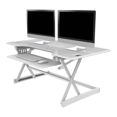 46" Height Adjustable Sit To Standing Desk Riser White - Rocelco: Ergonomic Workstation with Retractable Keyboard Tray