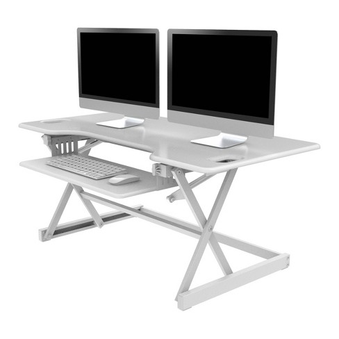 Small Ergo Height Adjustable Standing Desk Converter White - True