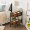VECELO Nightstand with Charging Station & Drawer, Narrow Flip Top End Table with USB Ports & Power Outlets for Living Room or Bedroom, Brown - 4 of 4