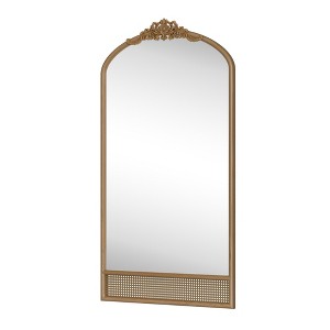 PexFix Classic Carved Arch Wood Frame with Rattan Bottom Wall Mirror - 1 of 4
