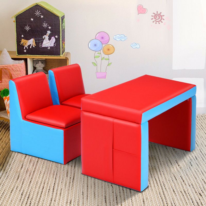Costway Multi-functional Kids Sofa Table Chair Set 2 Seat Couch Furniture W/Storage Box, 4 of 10