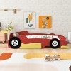 Twin Size Race Car-Shaped Platform Bed with Wheels and Safety Rails - 2 of 4