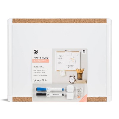 U Brands 16&#34;x20&#34; Pin it Frame Magnetic Dry Erase Board Value Pack