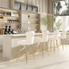 PexFix 2Pcs Bar Stools Velvet Counter Height Bar Stools with Metal Legs Button Tufted and Nailheads Trim Wing-Back Bar Chairs Beige - 2 of 4