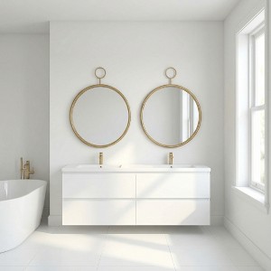 Wooakway 22"/26"W Gold Accent Wall Mirror Circle Decorative Mirror Bathroom Vanity Mirror Metal Frame for Living Room Bedroom Entryway 1/2-Piece - 1 of 4