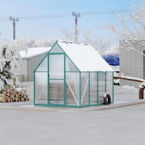 6X7 ft Polycarbonate Greenhouse with Aluminum Frame, Greenhouses with Ventilation, Aluminum Large Walk-in Greenhouses for Outdoors - 1 of 4