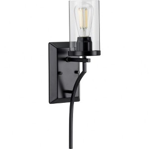 Progress Lighting Lassiter 1-Light Wall Bracket, Matte Black, Clear Glass Shade - 1 of 4