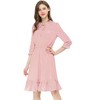 Allegra K Women's Solid Ruffle Hem 3/4 Sleeve A-Line Smocked Short Chiffon Dress - 2 of 4