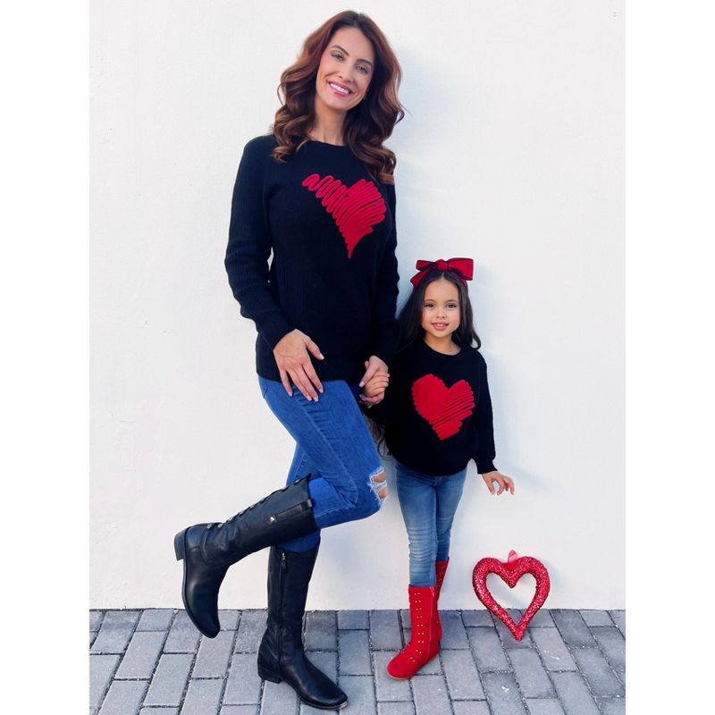 Girls Mommy And Me Love Note Red Heart Sweater - Mia Belle Girls, 4 of 6