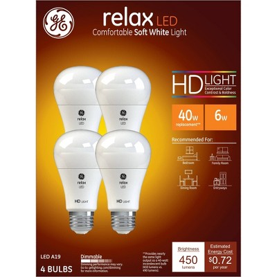 GE 4pk 5.5W 40W Equivalent Relax LED HD Light Bulbs Soft White