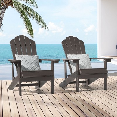 Sonkuki 2-Pack Faux Wood Adirondack Chair with High Back and Wide Seat