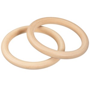 Unique Bargains DIY Crafting Macrame Knitting Natural Smooth Unfinished Wood Rings 2 Pcs - 1 of 4