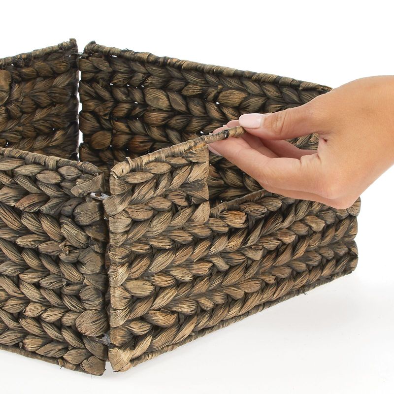 mDesign Woven Hyacinth Bin Basket Organizer with Handles, 5 of 8