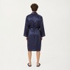 Anna-Kaci Men's Satin Robe with Subtle Stripe Texture Contrast Trim and Waist Tie - 4 of 4